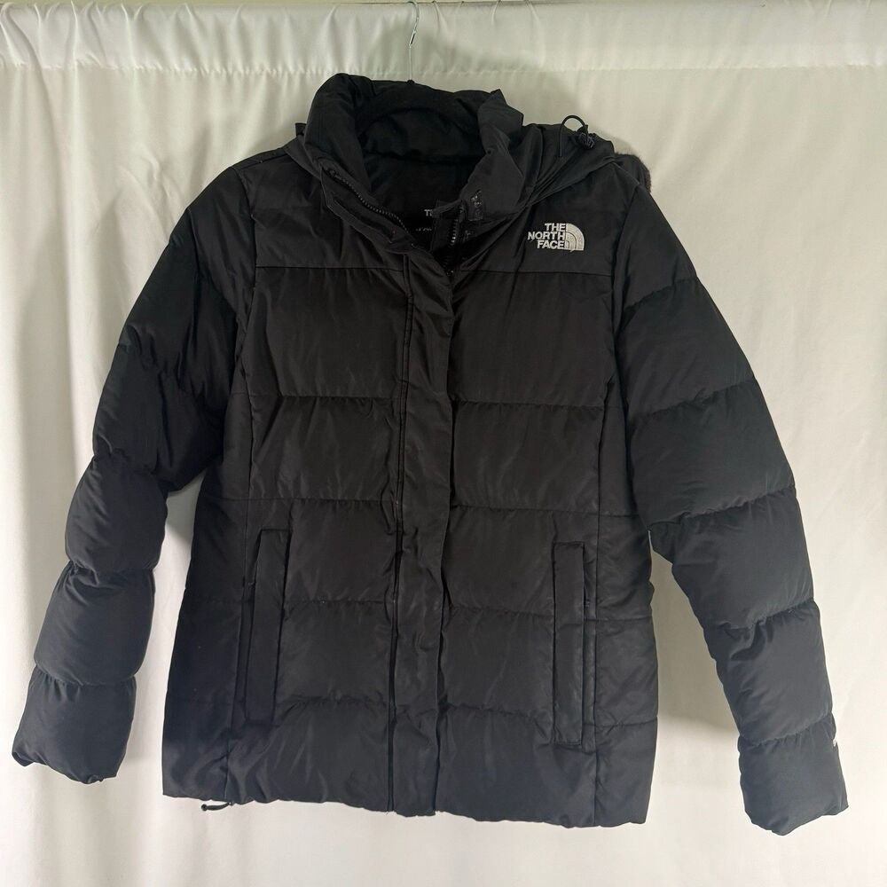 The North Face Down Waterfowl 550 Puffer Jacket Womens Large Black Faux Fur Hood